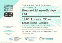 Carbon Neutral Certification Bernard Magee Bridge Ltd